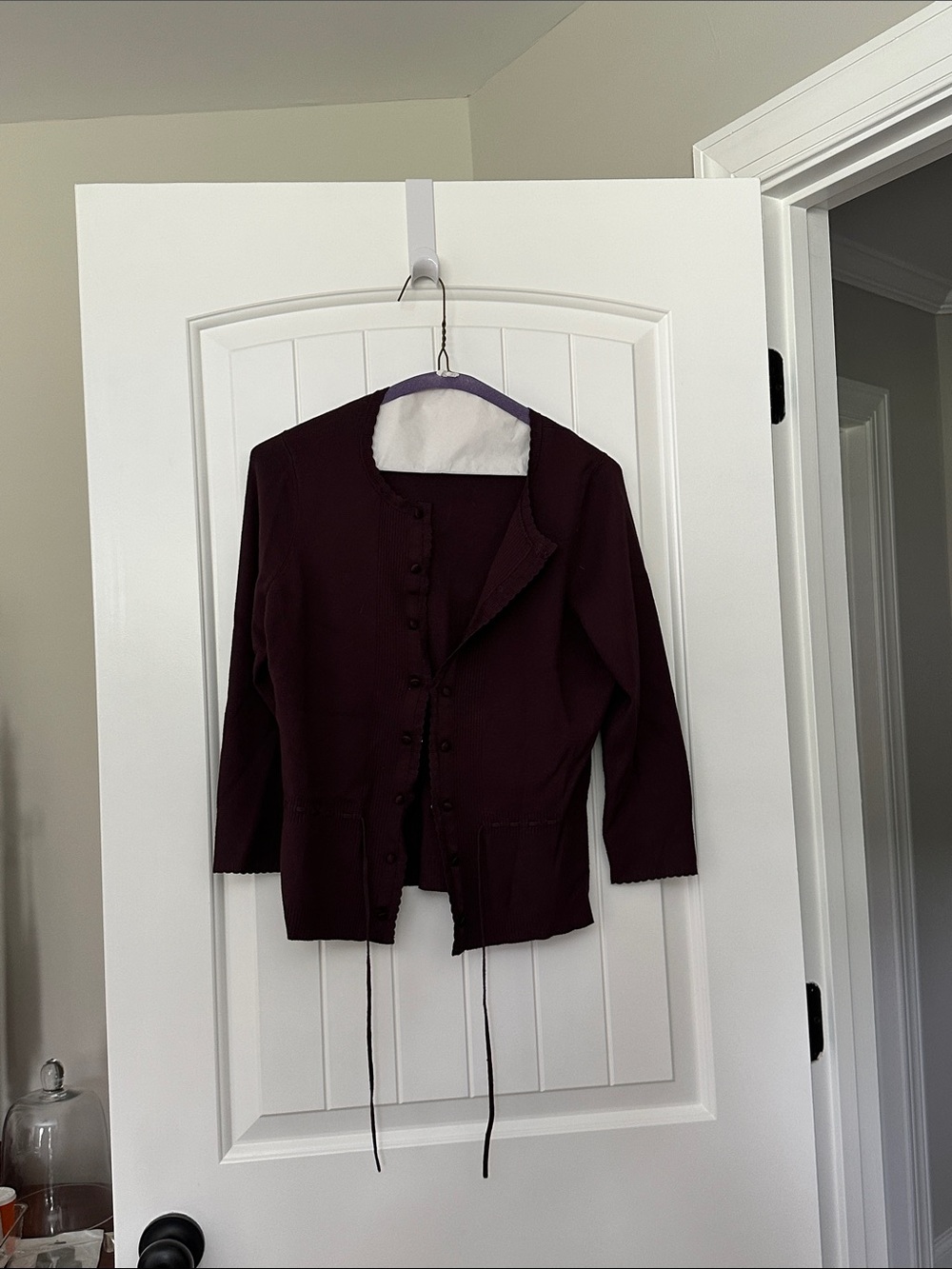 LOFT Deep Plum Button-Up Cardigan Sweater